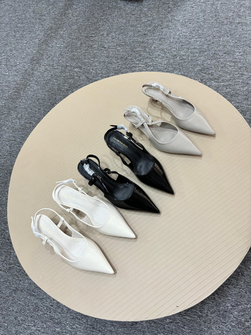 Women Classic Pointed Toe Buckle Strap Kitten Heels